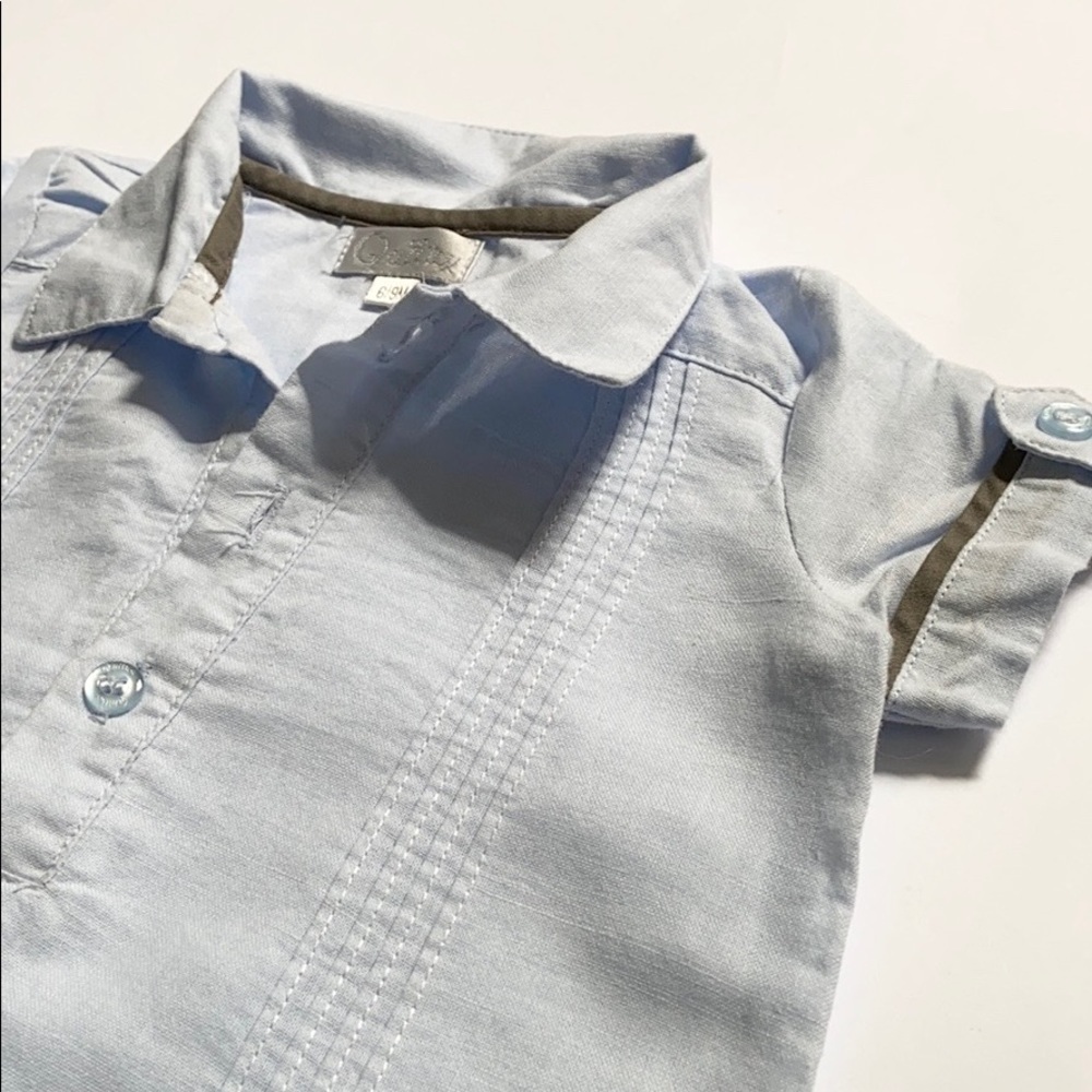 Quiltex Infant Romper Chambray Blue One-Piece - Picture 5 of 7